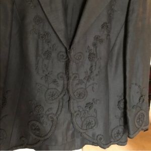 Black silk Dana Buchanan 3-D embroidery jacket